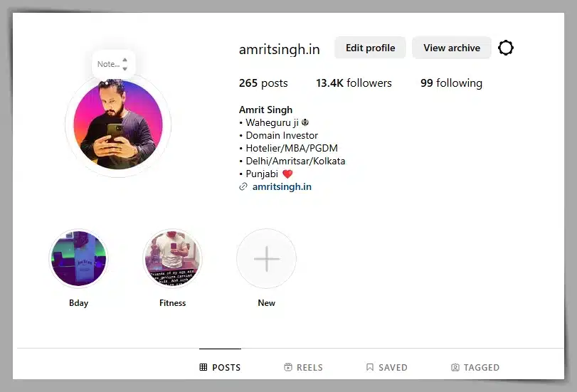 Amrit Singh Instagram Profile